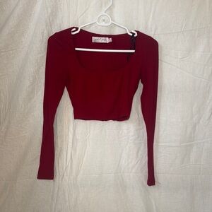 Petal & Pup Red Fitted Crop Blouse